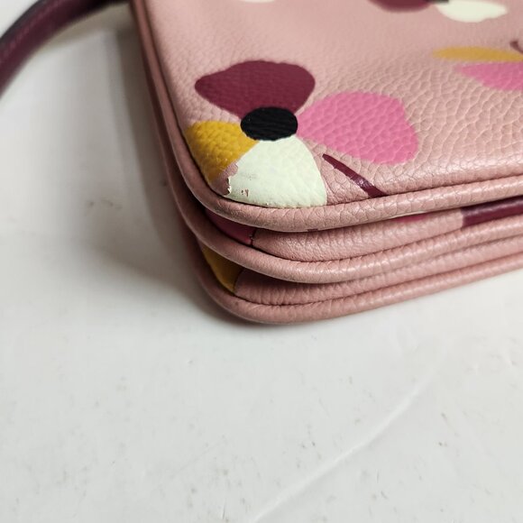 Kate Spade Jackson Leather Triple Gusset Dusk Buds Pink Floral Crossbody - Picture 3 of 13